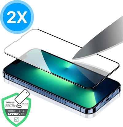 13 Pro Screenprotector - 2 Stuks - 9H Gehard Glas - Volledig Bedekt - Vetafstotend - Beschermglas - Military Grade - Scherm - Screen Protector - Geschikt voor iPhone 13 Pro - Zwart