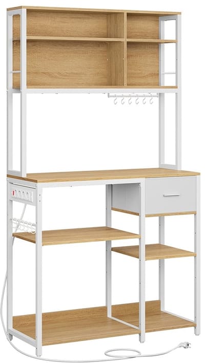 Keukenplank met sockets - opbergplank - Organisator - Bruin staal - 40 x 100 x 180,4 cm