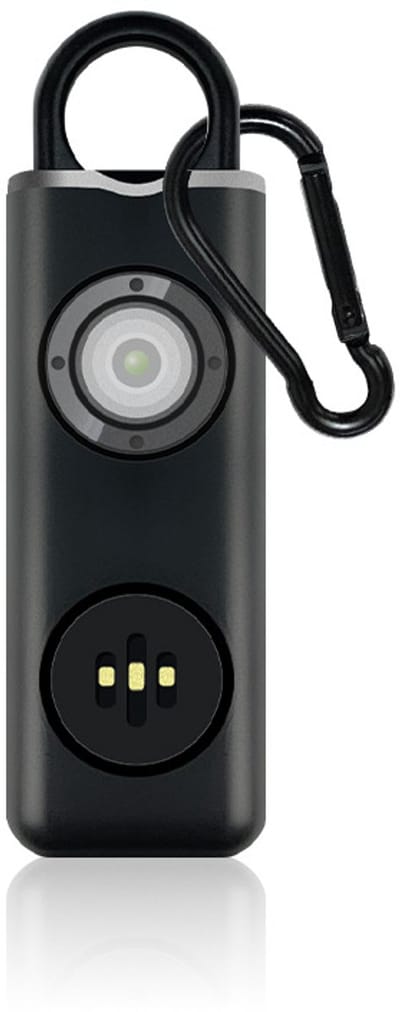 Paniekalarm - Persoonlijk alarm - Persoonlijk Zakalarm - Persoonlijk alarm voor vrouwen - Oplaadbare sleutelhanger - Luide alarmsleutelhanger - SOS-noodalarmen - 130 dB - Met stroboscoop-LED-licht - Voor studenten-Kinderen en ouderen (zwart)