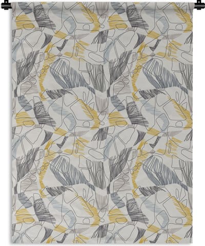 Wandkleed - Wanddoek - Line Art - Jungle - Patronen - Goud - 150x200 cm - Wandtapijt