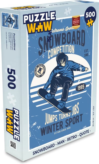 Puzzel Snowboard - Man - Retro - Quote Legpuzzel - Puzzel 500 stukjes