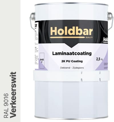 Holdbar Laminaatcoating Verkeerswit (RAL 9016) 2,5 Kg - Laminaat Verf - Vloerverf - Alle Kleuren - Krasvast - UV-bestendig - Vergeelt niet - Gemakkelijk Schoonmaken - 2 Componenten