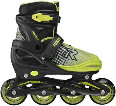 Roces Jokey X Verstelbare Skeelers Jongens - Inline Skates - Meegroei Skates - Zwart Groen - Maat 30-33