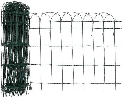 Tuinhek op Rol - 10 Meter - Hoogte 65 cm - Groen - Borderrand IJzerdraad - Gepoedercoat & Weerbestendig - Decoratieve Omheining voor Bloemperken en Gazon - Anti-Dieren Hekwerk