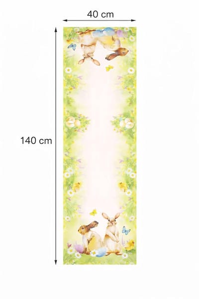 Dailygoods- Tafelloper Hoogwaardig Drukmotief - Schattige Hazen/Vlinders - Onderhoudsarm - Duurzaam - 100% Polyester - 40x140 cm - Tafelkleed