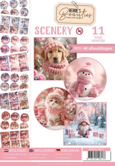 Push-Out Book Scenery 11 - Kaartenboek met 48 afbeeldingen en designpapier