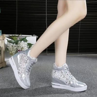 Verkoper Dames Sleehak Platform Sneakers Rubber Leer Hoge Hakken Vetersluiting Puntige Neus Hoogte Verhogend Wit Casual Schoenen 35 white