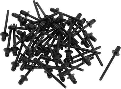 Open End Blinde Klinknagels Grote Flens Zwart 50 Stuks voor Aluminium en Ijzer, 4.8mm Grip Diameter en 9.5mm Flens Diameter