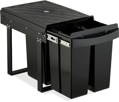 inbouw prullenbak - 3 vakken - 20 l & 2x 10 l - uitschuifbaar - zwart