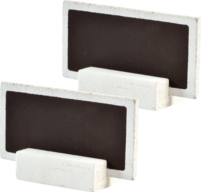 Santex naambordjes/plaatskaartjes met houder - Bruiloft - wit - 12x stuks - 6 x 3 cm - hout