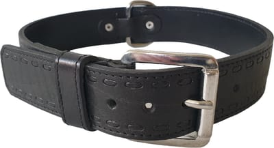 ALOKÉ Print Stipple Halsband / Hondenhalsband (02178DT) - Gevet Leder - Zwart - XXL - Breedte 40 mm - Nekomtrek 58 - 65 cm (GELIEVE ALVORENS BESTELLEN OPMETEN)