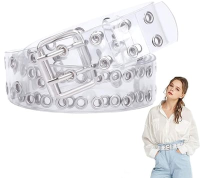 Dailygoods- Doorvoertule Dubbel Oogje - Transparante Riem - Verstelbare Riem - Lange Ketting - Damesmode - Comfortabel Ontwerp