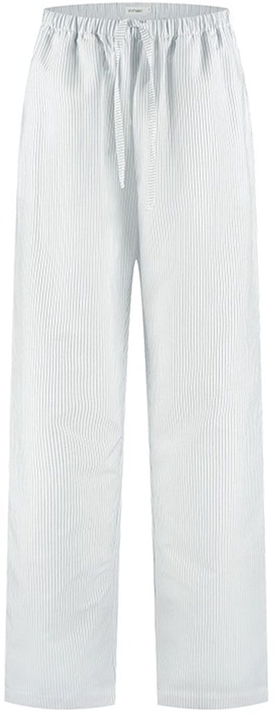 Yumeko pyjamabroek dames katoen TENCEL™ wit/blauw stripe s