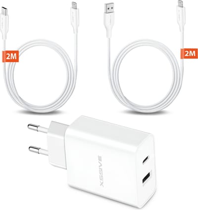 Oplader met geschikt voor iPhone Kabels 2 Meter - Geschikt voor Apple Lightning, iPad, AirPods en iPhone 14 en ouder
