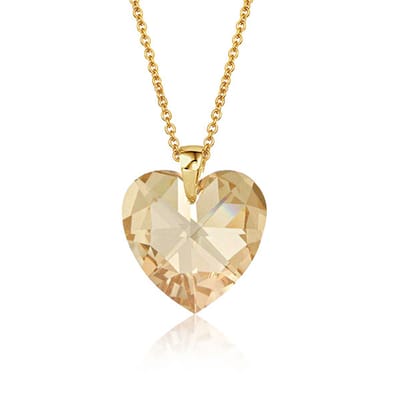Montebello Ketting Fleur HG551 - Swarovski Hart - 925 Zilver Verguld - Ø14mm - 50cm