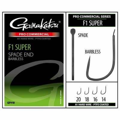 Gamakatsu Pro-C F1 Super A1 PTFE Bladed Barbless Haken #18