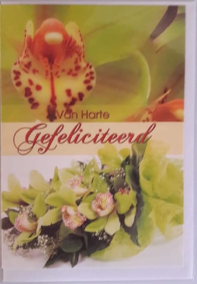 Van harte gefeliciteerd met je verjaardag! Een bijzondere wenskaart met mooie bloemen. Een leuke kaart om zo te geven of om bij een cadeau te voegen. Een dubbele wenskaart inclusief envelop en in folie verpakt.