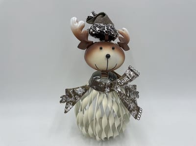 Theelichthouder Eland metaal bruin wit wiebel hoofd 26 cm x 18 cm| FYC-42061 | La Galleria