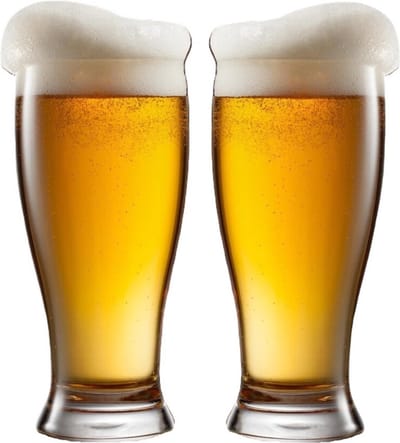 LAV Bierglazen - 2x - 565 ml/0,56L - stevig glas - Stijlvolle glazen - Halve liter/groot formaat - Voor de liefhebber