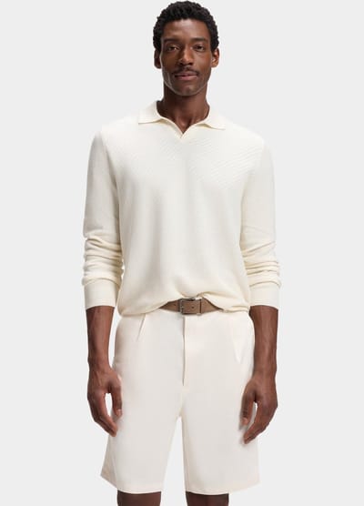 BOSS Black Polo lange mouw Wit H-Lomarino 10280694 01 50565511/118