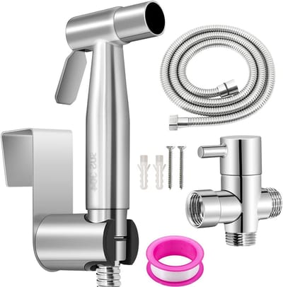 Handdouche Bidet Set van RVS met Kraan, Slang en Haak voor Hygiëne, Diaperreiniging en Huisdierenbaden