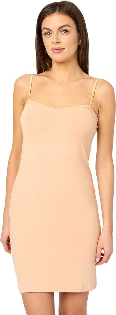 Merry Style MS-MS10-203-UW Dames Onderjurk - Nachthemd - kort - V-neck - verstelbare Spaghetti bandjes - Viscose - Zand - XS