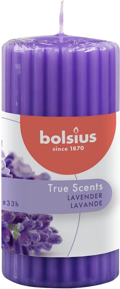 Bolsius - True Scents - Ribbed pillar - 120/58 - Lavender