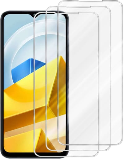 Cadorabo 3x Screenprotector geschikt voor Xiaomi POCO M5 - Beschermende Pantser Film in KRISTALHELDER - Getemperd (Tempered) Display beschermend glas in 9H hardheid met 3D Touch