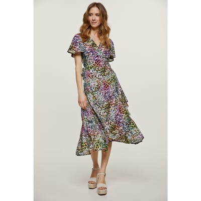 Wikkeljurk met roffeldetails en dierenprint