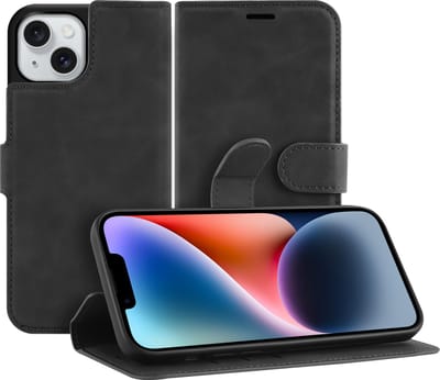 Just in Case hoesje geschikt voor iPhone 14 Hoesje met Pasjeshouder - Premium Bookcase - Zwart