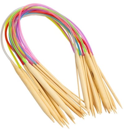 18x Rondbreinaalden - Circular knitting needles - Bamboe - Flexibel - 1 meter lang - Maten: 2.0 - 2.25 - 2.5 - 2.75 - 3.0 - 3.25 - 3.5 - 3.75 - 4.0 - 4.5 - 5.0 - 5.5 - 6.0 - 6.5 - 7.0 - 8.0 - 9.0 - 10.0 MM - Jonyx