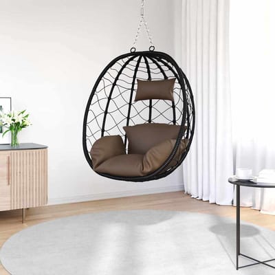 vidaXL - Hangende - ei-stoel - poly - rattan - 91 - x - 54,5 - x - 107 - cm - Koffiebruin