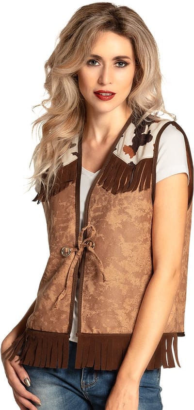 Boland - Gilet Western camel (M) - Volwassenen - Cowboy - Cowboy - Indiaan