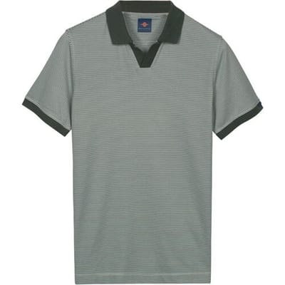 Baileys Polo No Buttons V-Neck Small Yarn Dyed Stripe Thyme Green / male