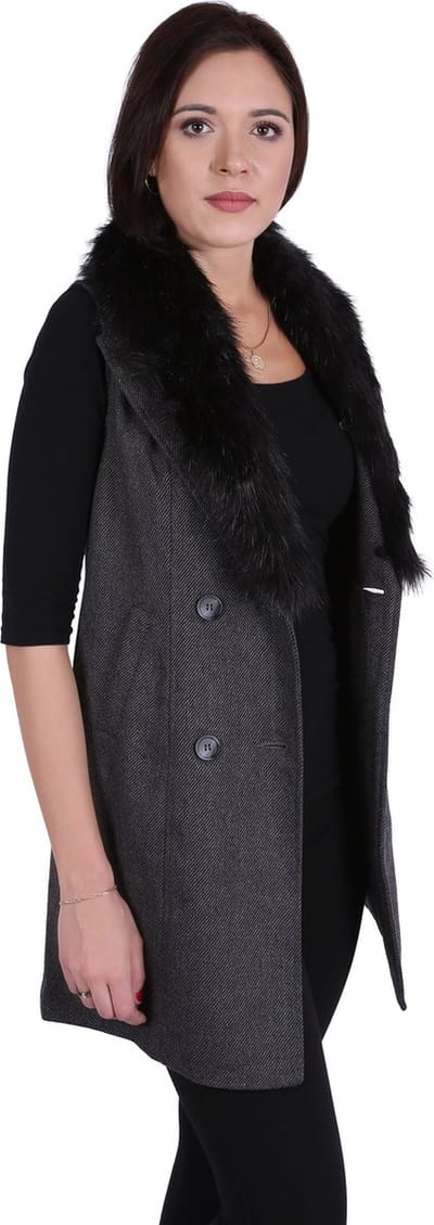 Elegante Grijze Mouwloze Jas