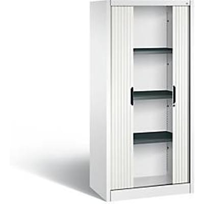 C + P Omnispace rolluikkast, 4 OH, afsluitbaar, B 800 x D 420 x H 1660 mm, staal/kunststof, verkeerswit