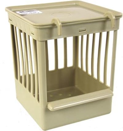 Fauna nestkastje plastic met tralies beige - 11,5x11,5x13,5 cm - 1 stuks