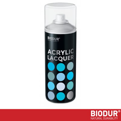 BIODUR Universele Acryl Blanke Lak Spuitbus – 400ml – Hoogglans Beschermende Topcoat – Sneldrogend – UV- & Weersbestendig – Binnen/Buiten