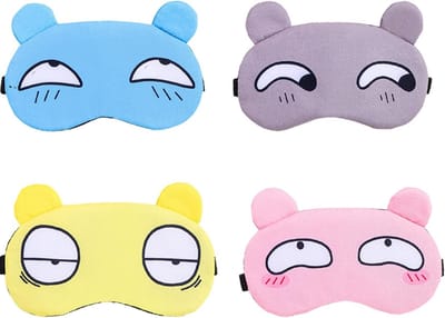 Set van 4 schattige cartoon slaapmaskers met zachte en fluffy covers, ideaal voor kinderen en volwassenen, perfect voor reizen en dagdromen