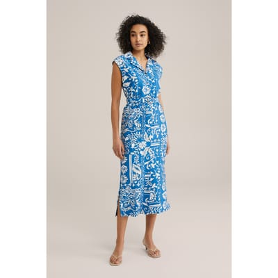 We Fashion Dress Mid Length Cobalt Blue Maat: S | Midi Jurken Outlet | Dames | Blauw