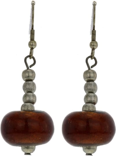 Behave - Oorhangers met bruine glaskraal - Vintage retro stijl