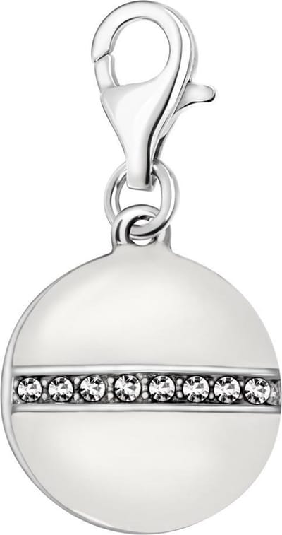 Quiges – 925 - Zilver – Charm - Bedel - Hanger - 3D Bol Wit met Zirkonia - met – sterling - zilver - karabijnslot - geschikt - voor -Bedelarmband HC102