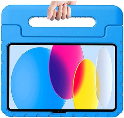 Kinder Tablethoes met Handvat Blauw Geschikt voor Apple iPad 11 (2025) A16 / 10.9 (2022) - Tablethoes Kindvriendelijk - Beschermhoes voor Kinderen - Shockproof - met Standaard - Tegen Vallen