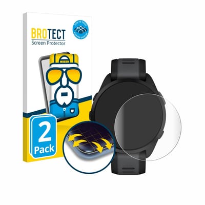 BROTECT - Screenprotector voor Garmin Forerunner 165 / 165 Music - Folie Beschermfolie transparant volledig dekking - 2 Stuks