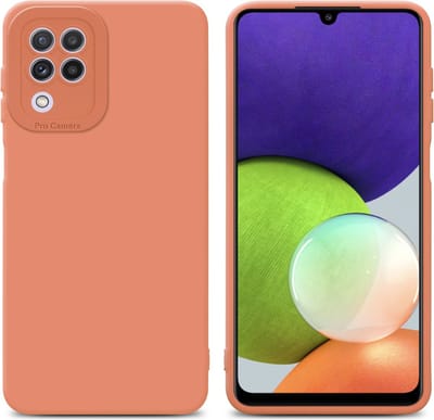 Cadorabo Hoesje geschikt voor Samsung Galaxy A22 4G in FLUID LICHT ORANJE - Beschermhoes gemaakt van flexibel TPU silicone Cover Fluid Case