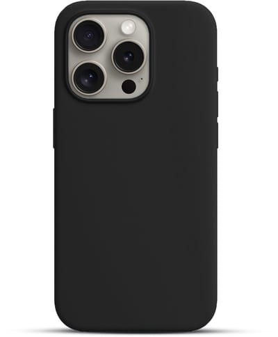 Solidenz Zwart Siliconen Case geschikt voor iPhone 15 Pro hoesje compatibel met MagSafe - Midnight Black