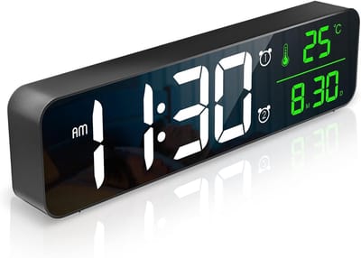Wekker-Digitale wekker-Digitale led-wandklok- 26.5cm scherm- digitale wandwekker- datum/temperatuurweergave- met 1,2 m USB kabel