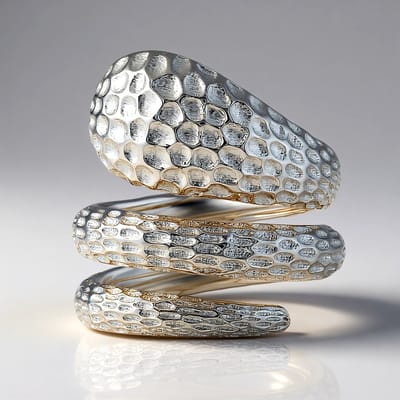 Cavill - Zilveren Ring 925 Sterling Zilver - Platina Gecoat - Moderne Spiraalring met Zeshoekig Patroon - Elegante Ringen - Duurzaam en Stijlvol