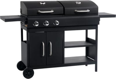 vidaXL Gas-/houtskoolbarbecue met 3 branders