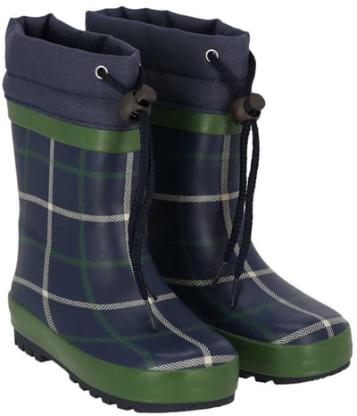 Donkerblauw geruite kinder regenlaars Blizzard van XQ Footwear 27/28